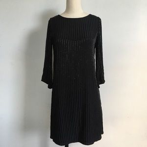 Alice and Olivia Black Beaded Silk Shift Dress